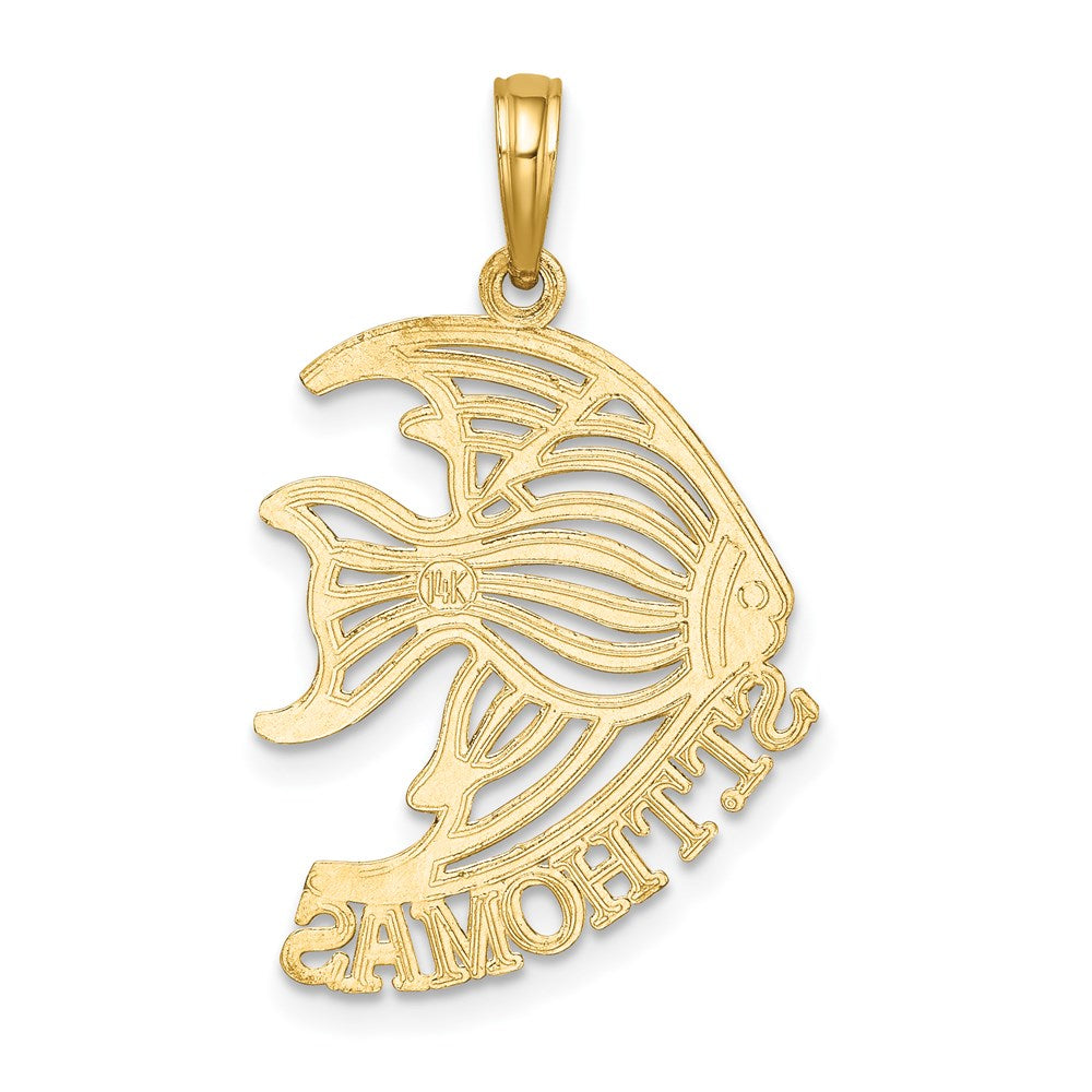Million Charms 14K Yellow Gold Themed Polished Religious Saint Thomas Under Angelfish Charm