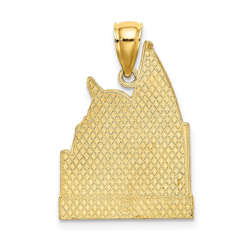 Million Charms 14K Yellow Gold Themed Aruba With Nautical Sailboat & Seagull Scene Charm