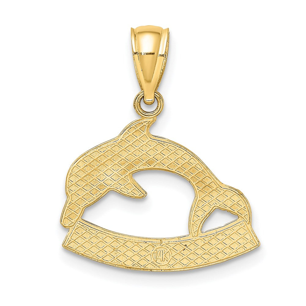 Million Charms 14K Yellow Gold Themed 2-D Key West Dolphin Charm