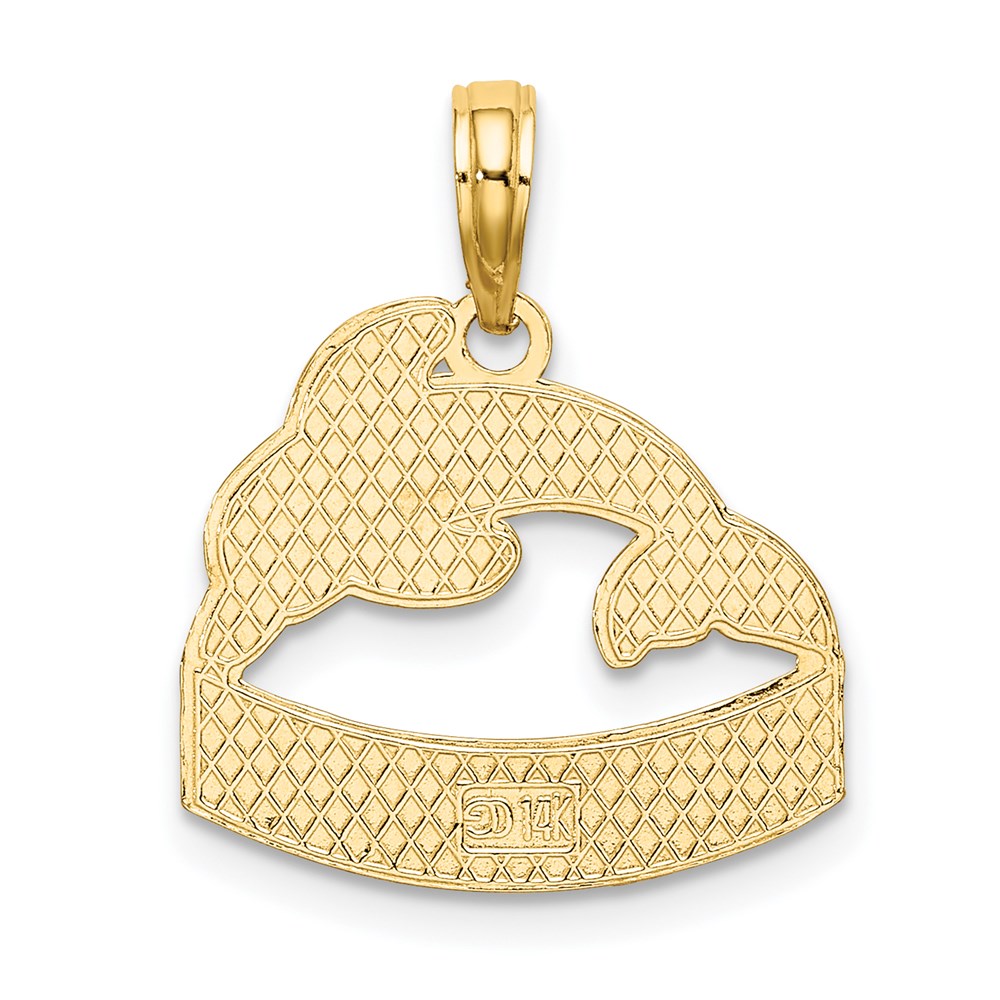 Million Charms 14K Yellow Gold Themed San Diego Banner Under Dolphins Charm