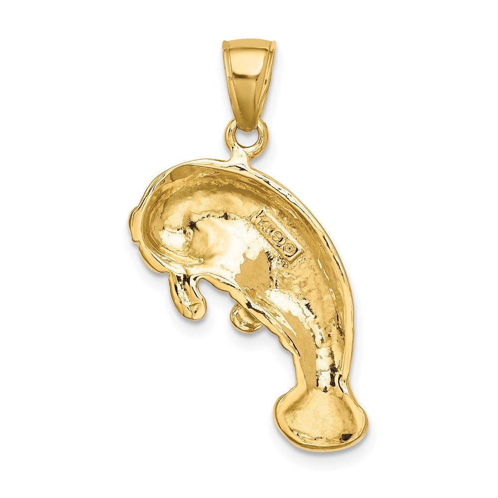 Million Charms 14K Yellow Gold Themed 2-D Polished Singel Manatee Charm