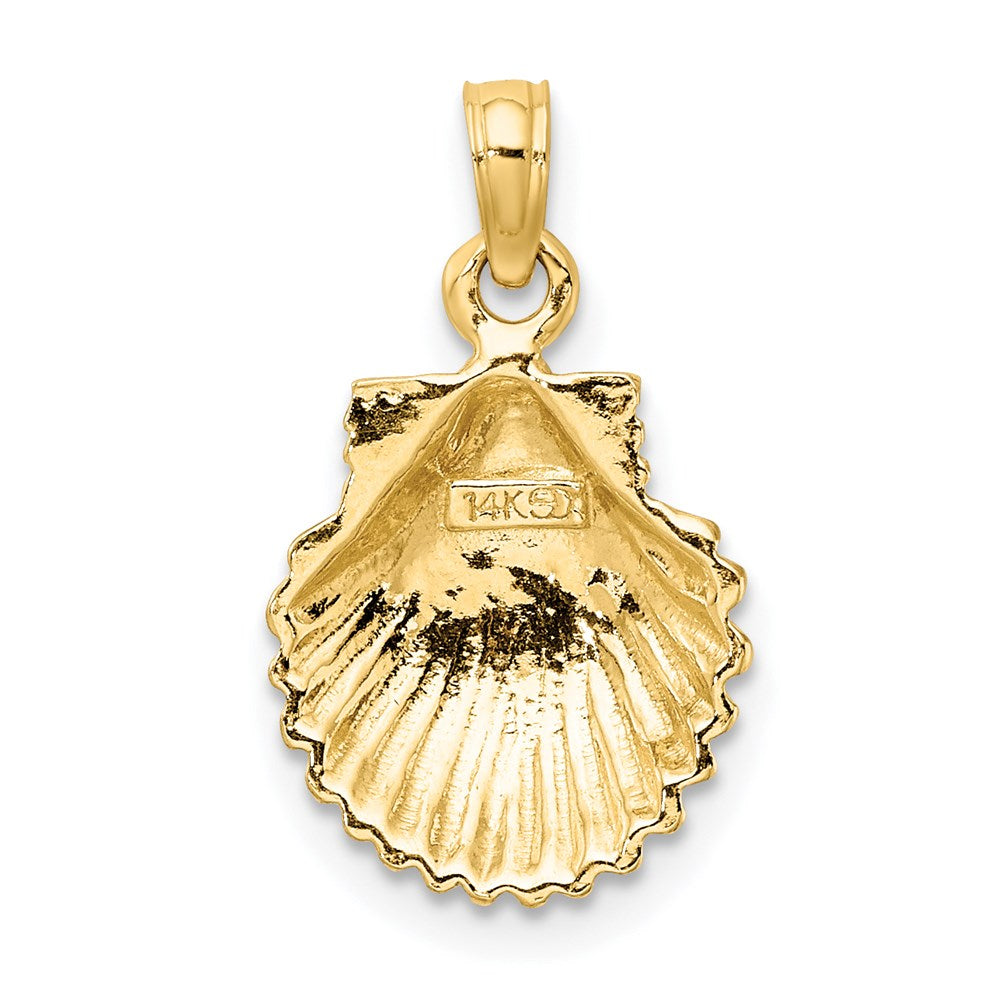 Million Charms 14K Yellow Gold Themed Polished Scallop Shell Charm