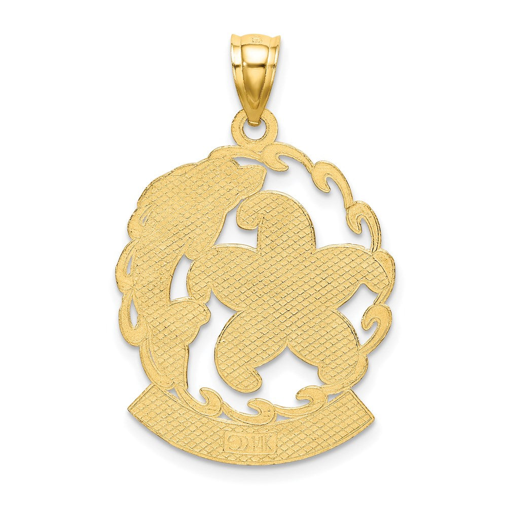 Million Charms 14K Yellow Gold Themed Sea Isle Under Nautical Starfish & Dolphin Charm