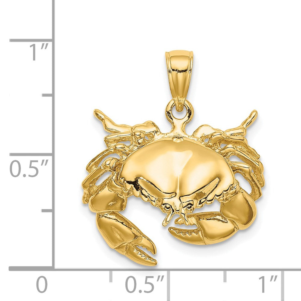 Million Charms 14K Yellow Gold Themed 2-D Stone Crab Facing Down Charm