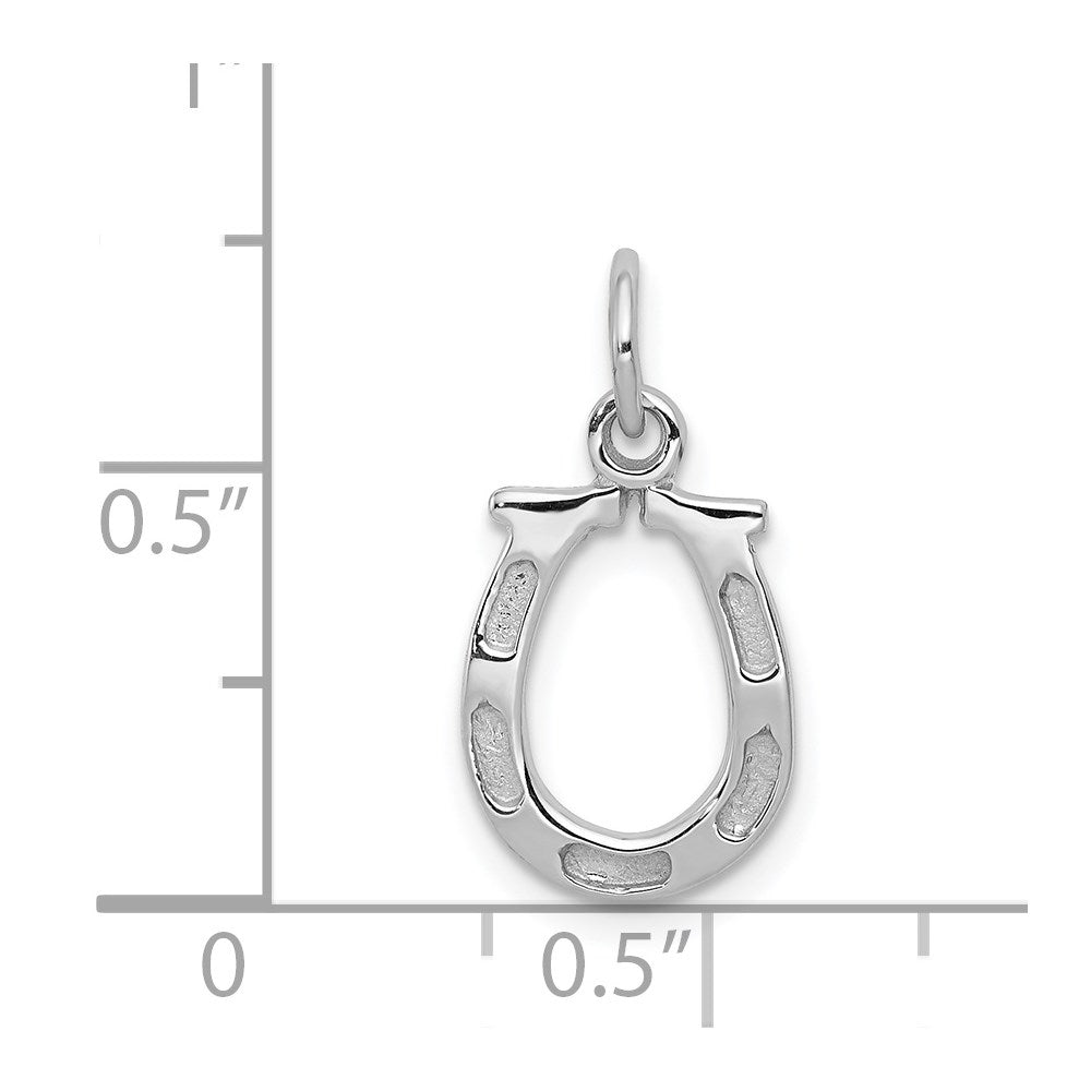 Million Charms 14K White Gold Themed Solid Polished Horseshoe Charm
