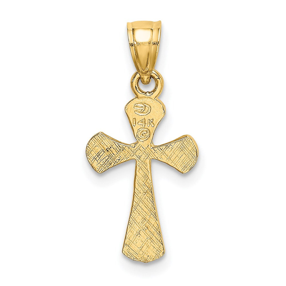 Million Charms 14K Yellow Gold Themed Solid Textured Relgious Cross Charm