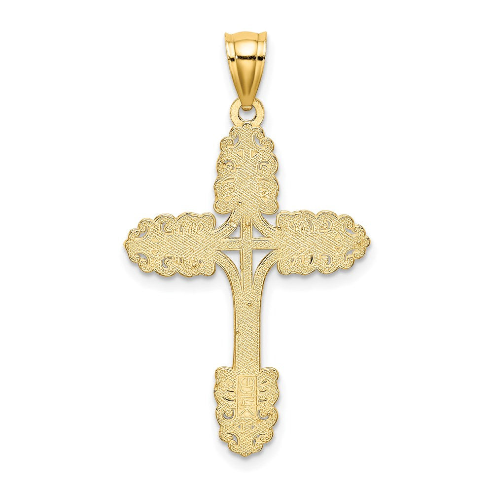Million Charms 14K Yellow Gold Themed Beaded Relgious Cross Charm