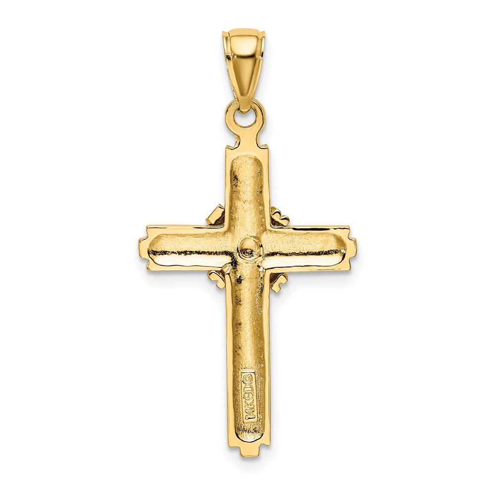 Million Charms 14K Yellow Gold Themed Beaded Center Design Relgious Cross Charm
