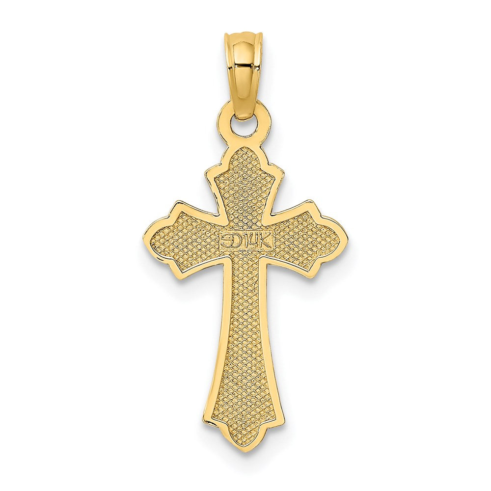 Million Charms 14K Yellow Gold Themed Polished Relgious Cross With Heart Charm