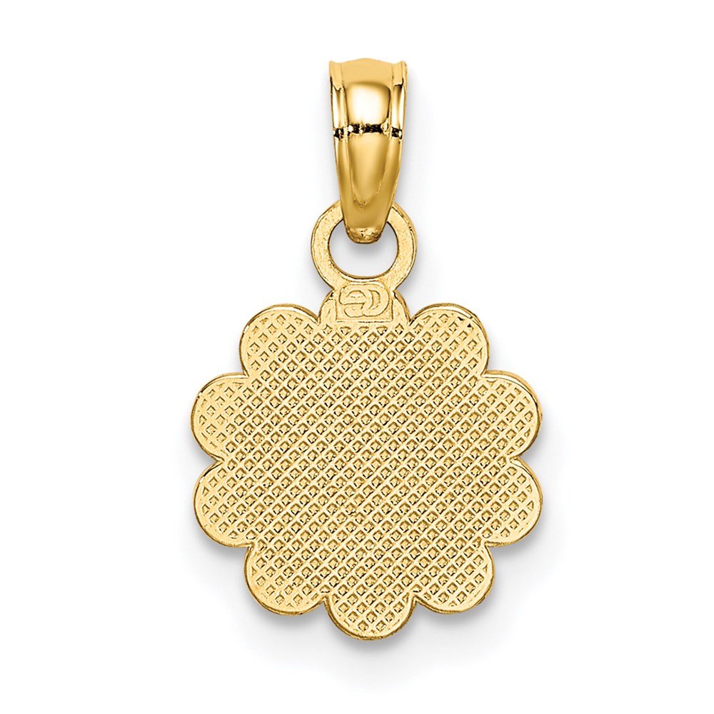 Million Charms 14K Yellow Gold Themed Praying Hands & Relgious Cross On Scalloped Round Disk Charm