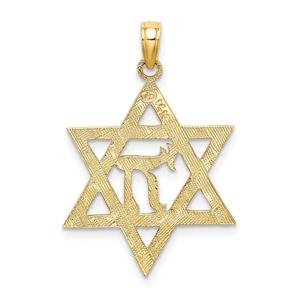 Million Charms 14K Yellow Gold Themed Jewish Star With Chi Center Charm
