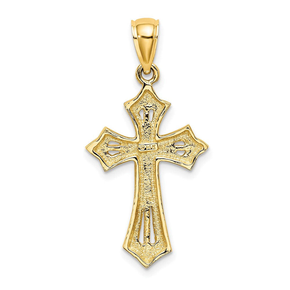 Million Charms 14K Yellow Gold Themed Beaded Relgious Cross Charm