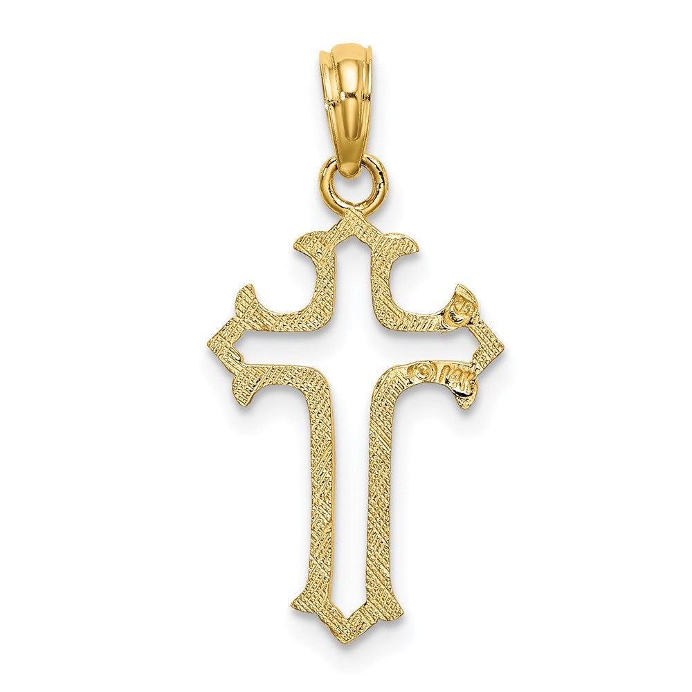 Million Charms 14K Yellow Gold Themed Cut-Out Relgious Cross Charm