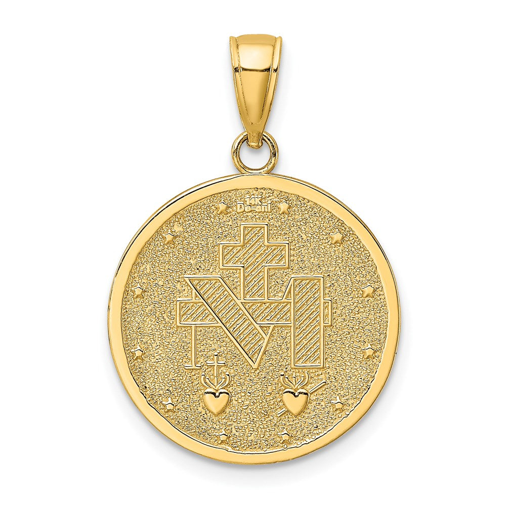 Million Charms 14K Yellow Gold Themed Polished & Satin Religious Miraculous Medal Charm