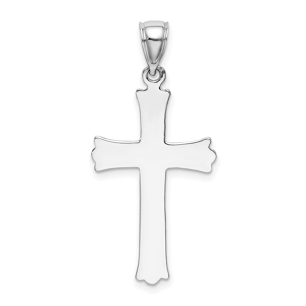 Million Charms 14K White Gold Themed Relgious Cross With Starburst Center Charm