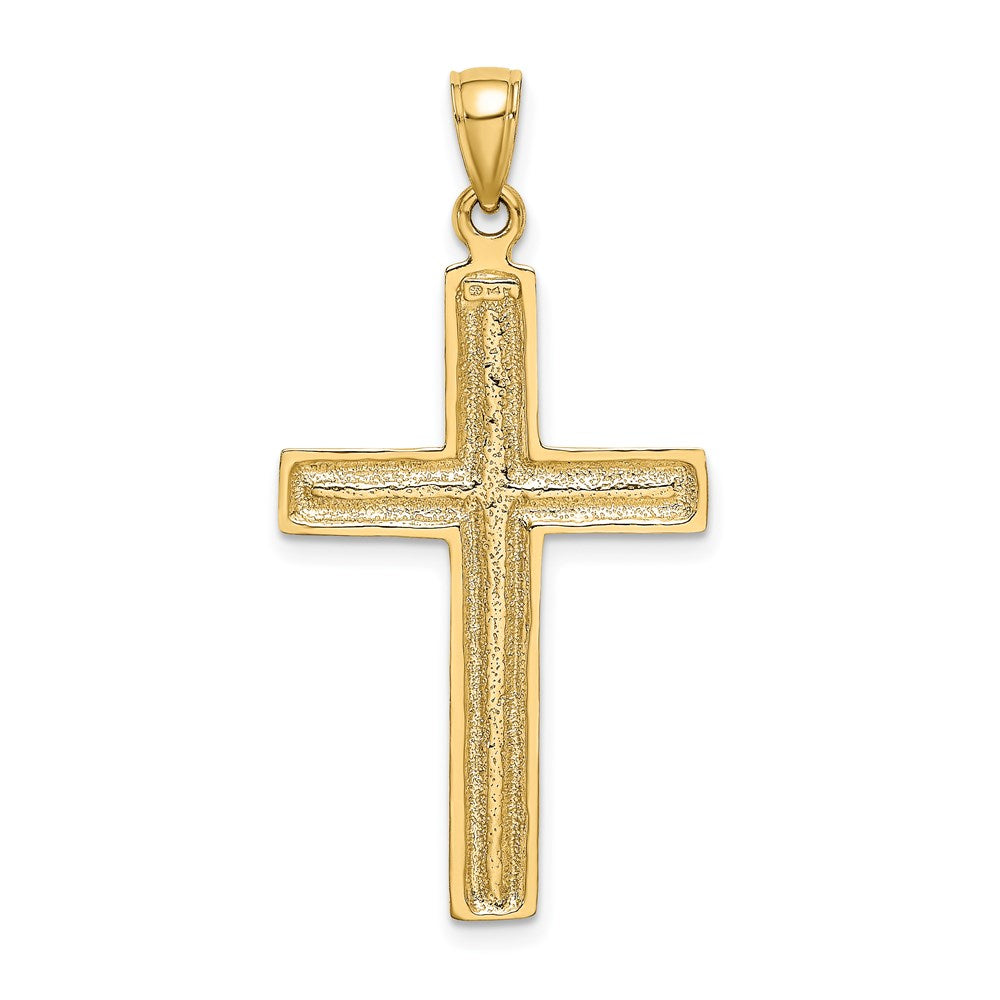 Million Charms 14K Yellow Gold Themed Polished Beaded Relgious Cross Charm