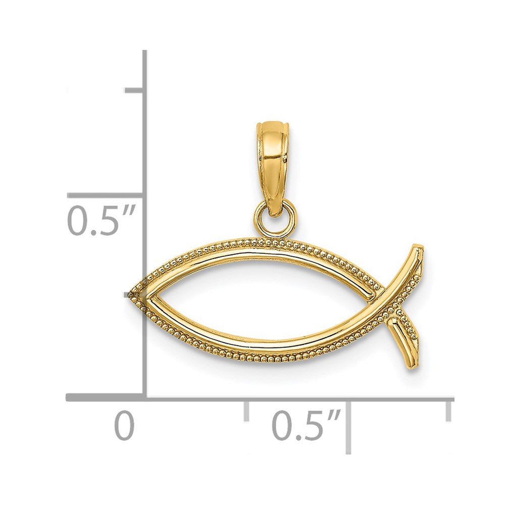 Million Charms 14K Yellow Gold Themed Ichthus Charm