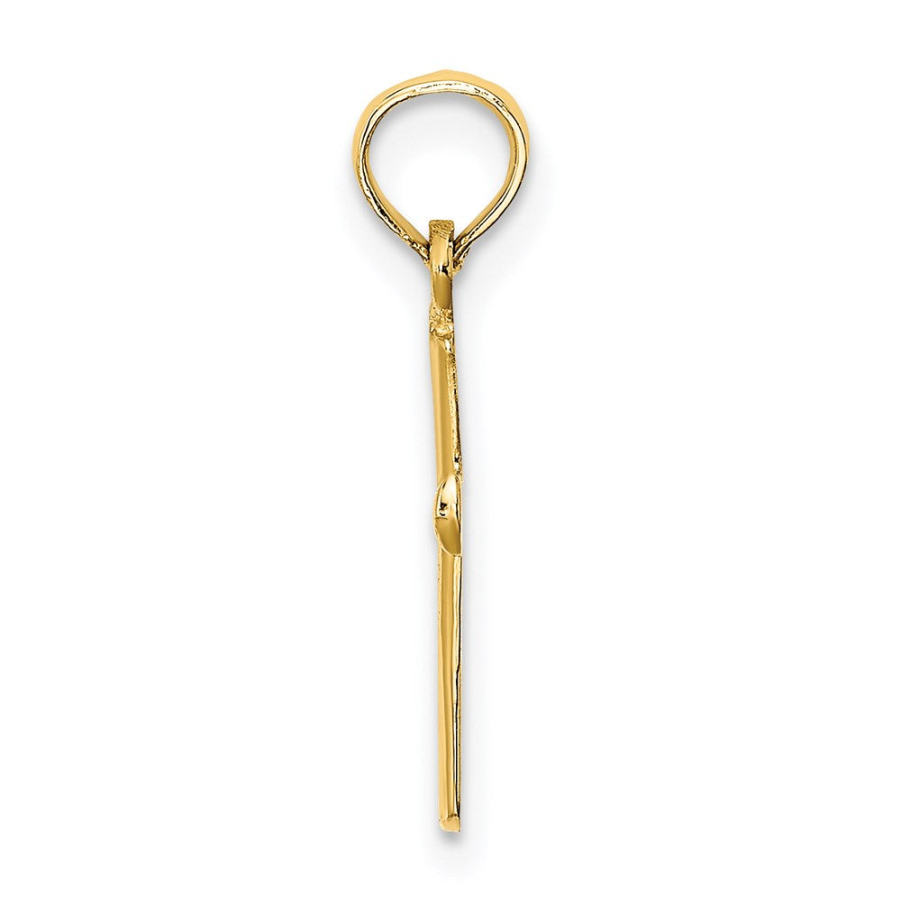 Million Charms 14K Yellow Gold Themed Polished Beveled Relgious Cross With Round Tips Charm