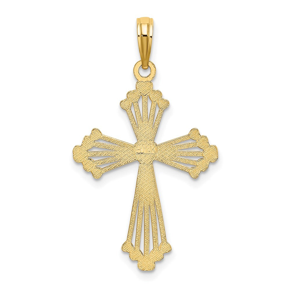 Million Charms 14K Yellow Gold Themed Relgious Cross With Heart Center Charm