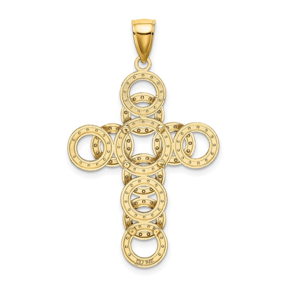 Million Charms 14K Yellow Gold Themed 2-D Circular Infinity Illusion Relgious Cross Charm