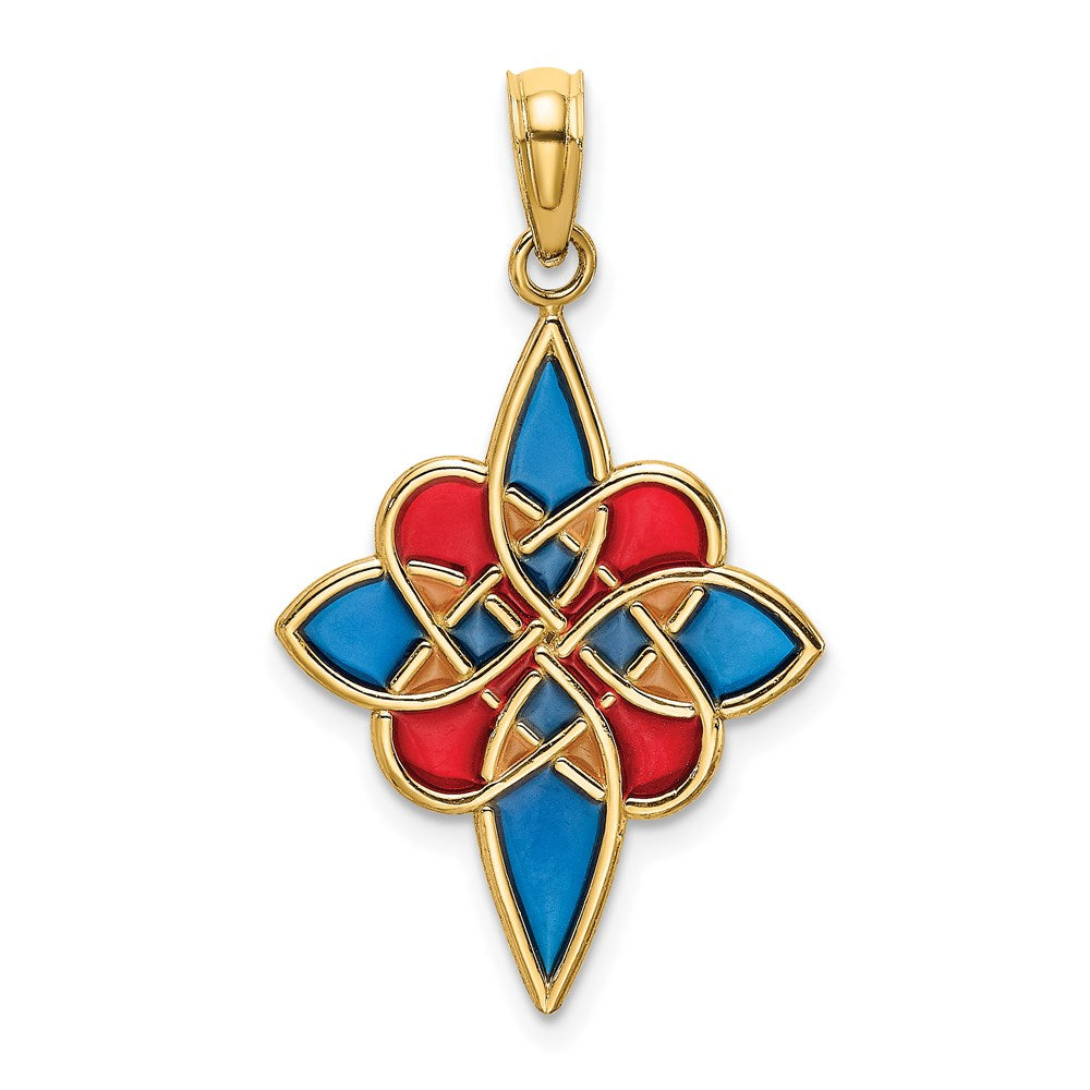 Million Charms 14K Yellow Gold Themed Enameled Celtic Knot Charm
