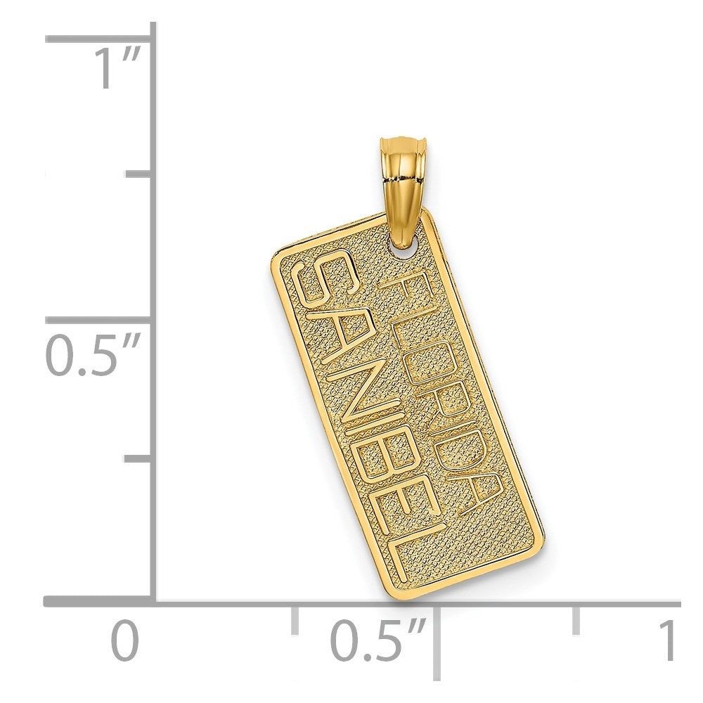 Million Charms 14K Yellow Gold Themed Textured Small Florida Sanibel License Plate