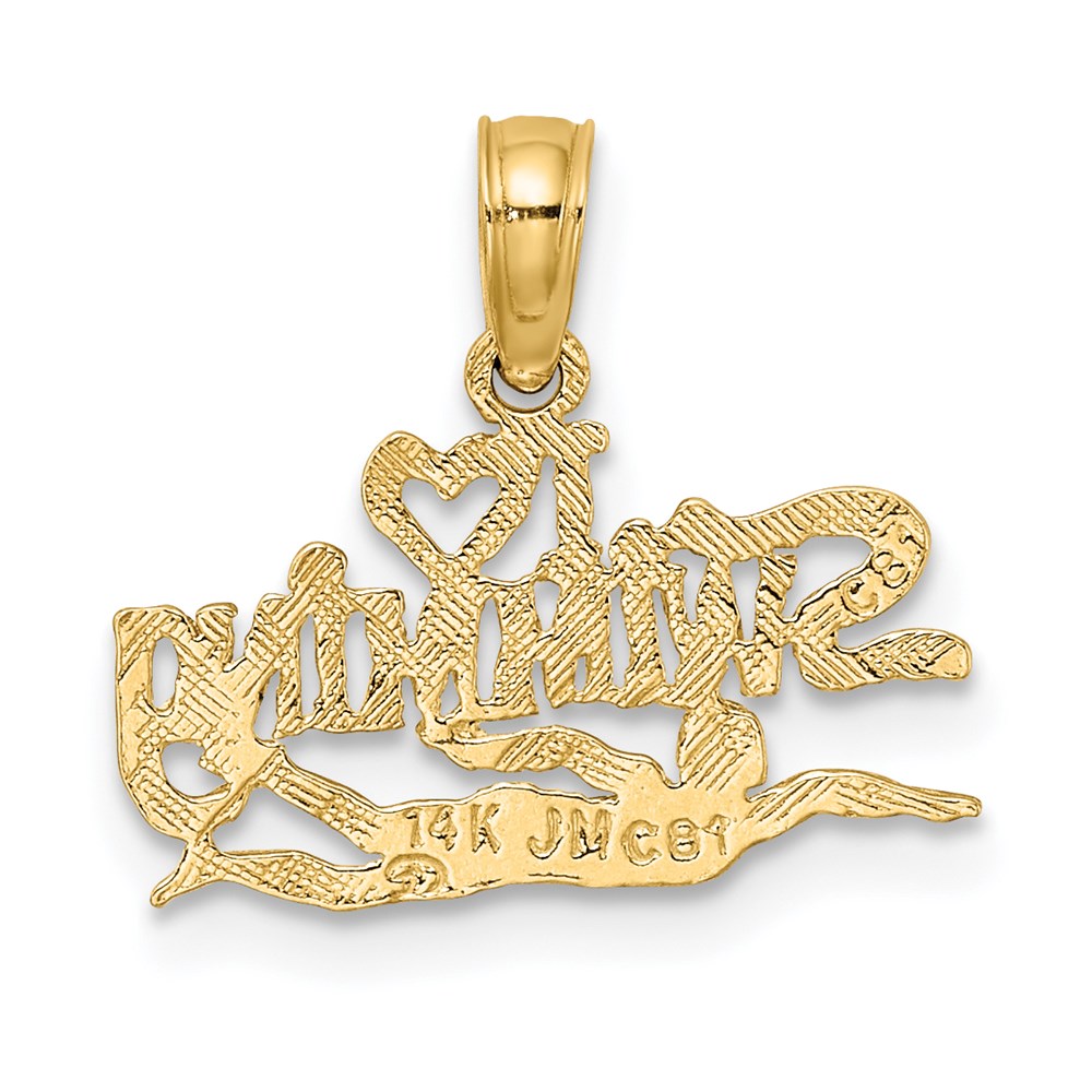 Million Charms 14K Yellow Gold Themed Polished & Engraved I Heart Swimming Charm