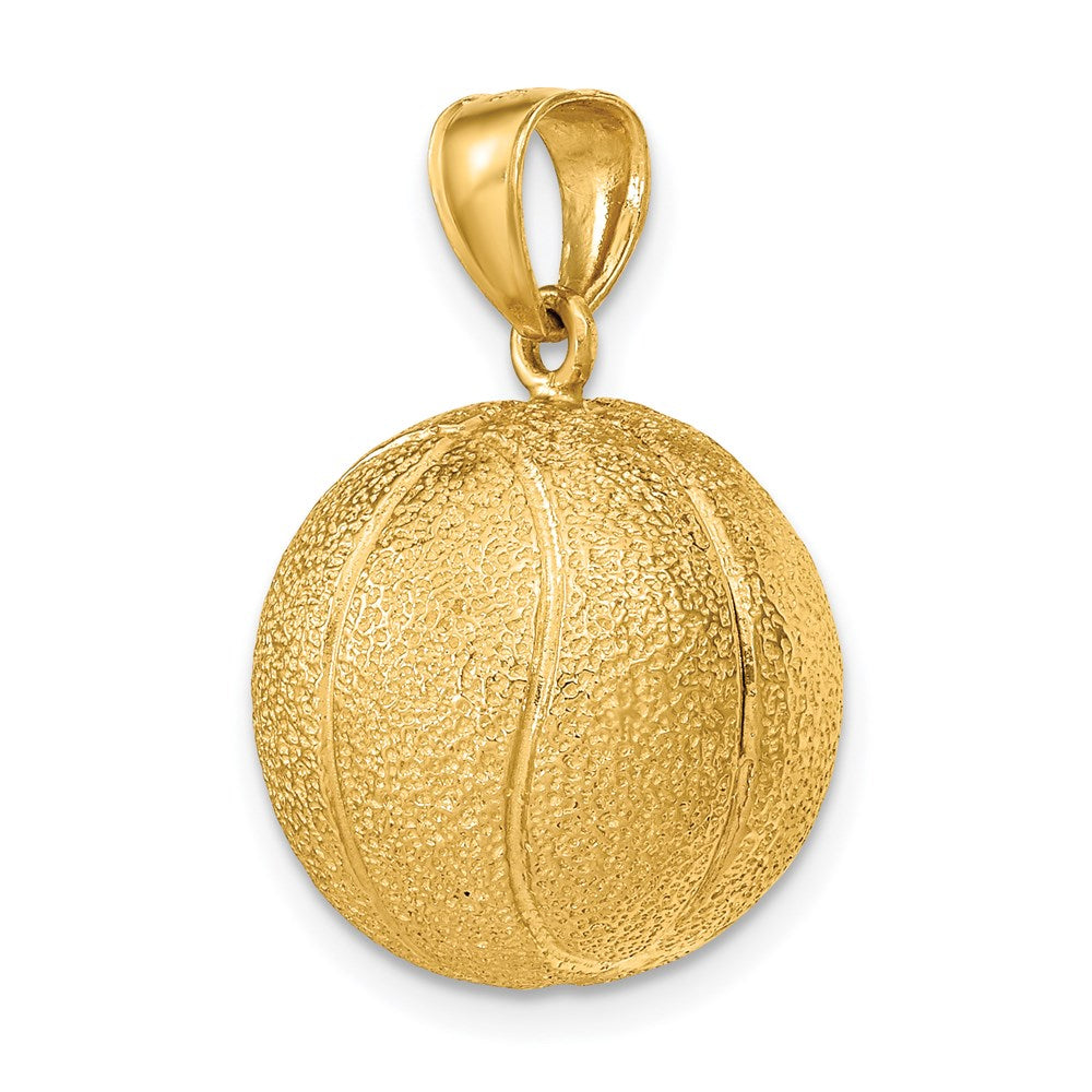Million Charms 14K Yellow Gold Themed 3-D Textured Sports Basketball Charm