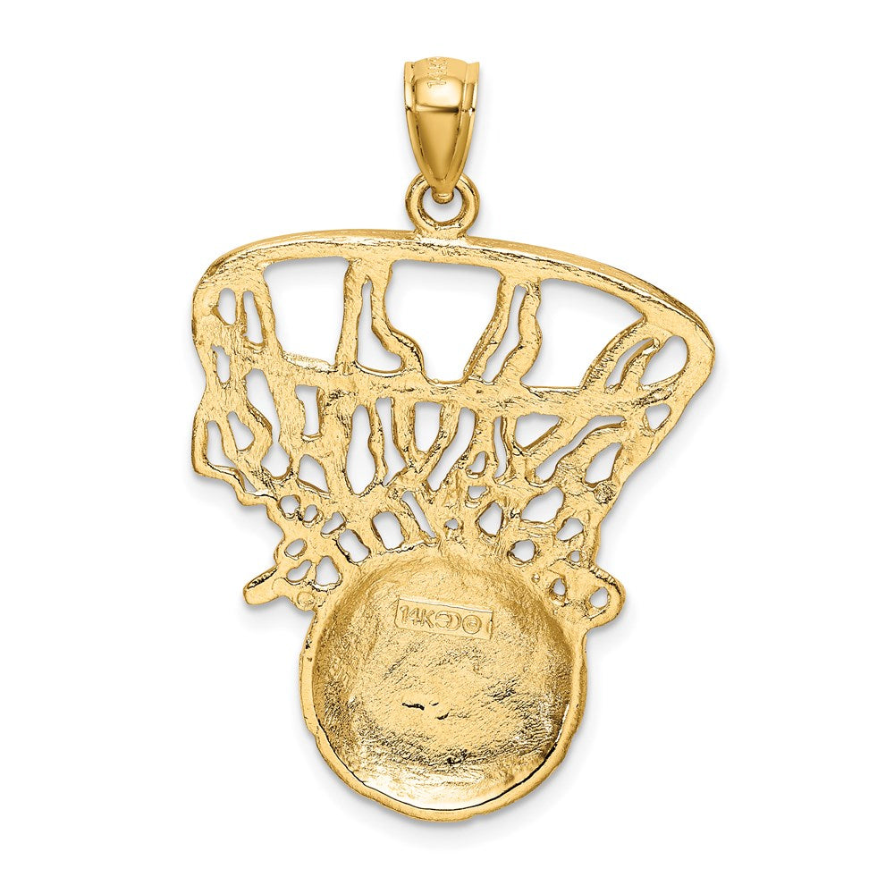 Million Charms 14K Yellow Gold Themed Swoosh Sports Basketball & Net Charm