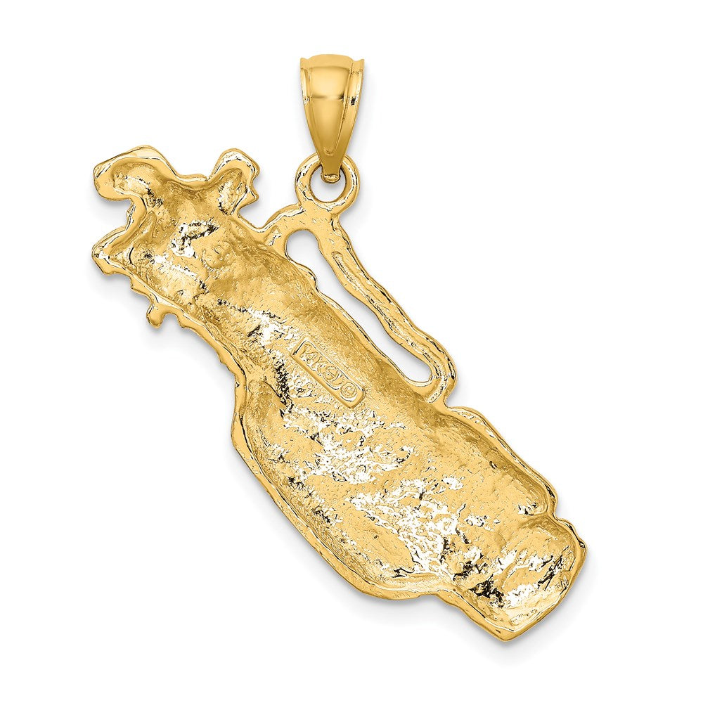 Million Charms 14K Yellow Gold Themed 2-D Sports Golf Bag & Clubs Charm