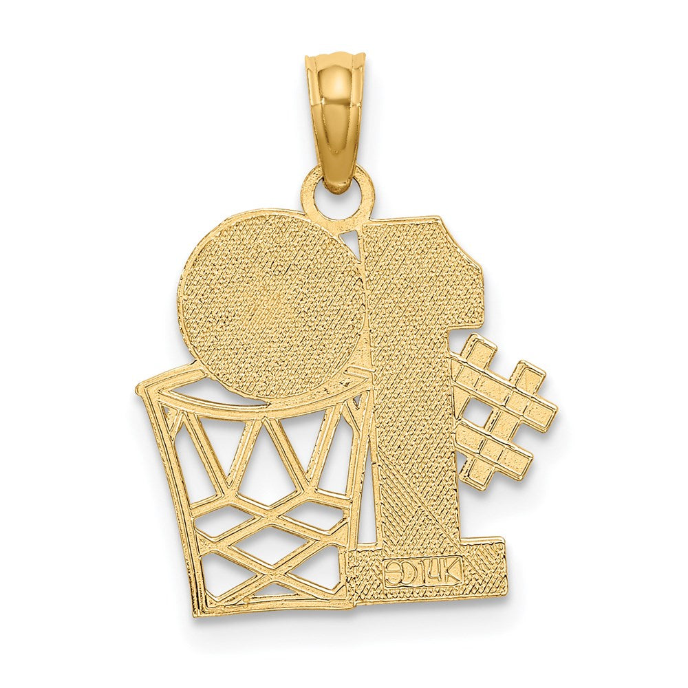 Million Charms 14K Yellow Gold Themed #1 Sports Basketball Story With Hoop Charm