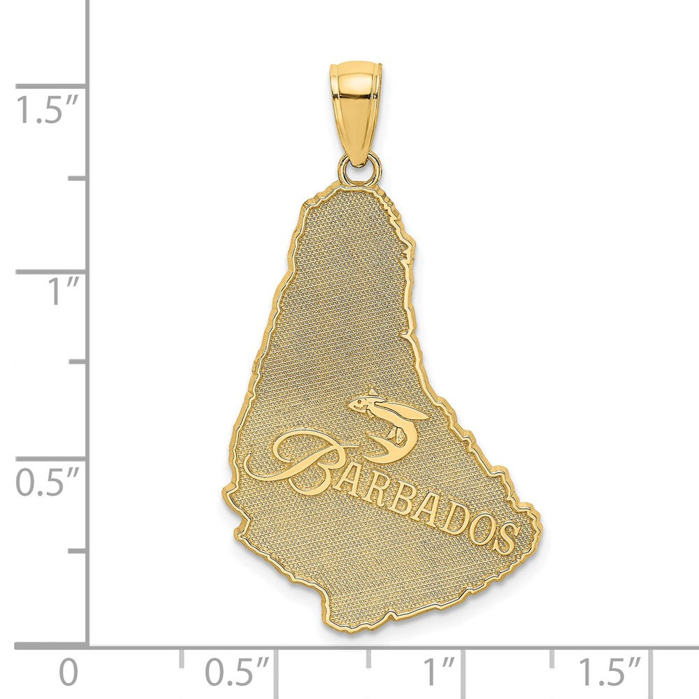 Million Charms 14K Yellow Gold Themed Textured Barbados Map Charm