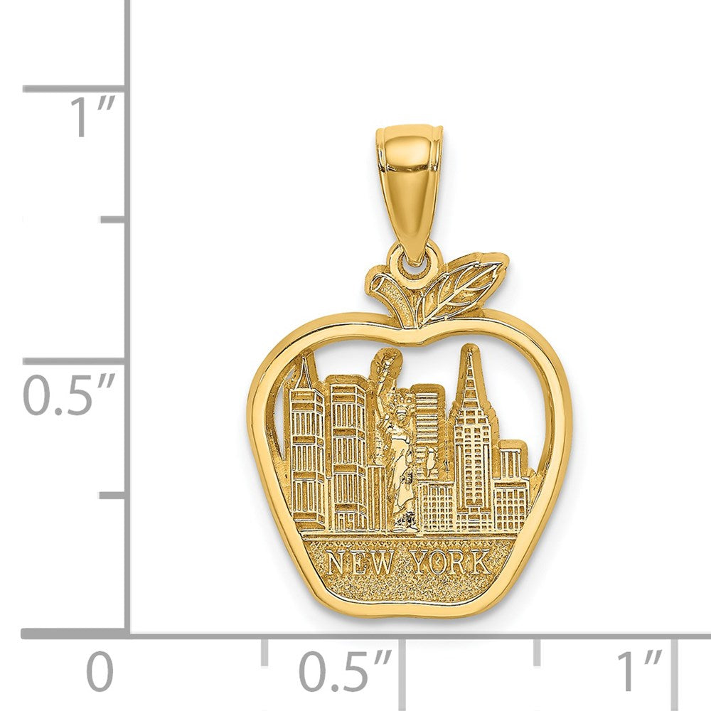 Million Charms 14K Yellow Gold Themed 2-D New York & City In Apple