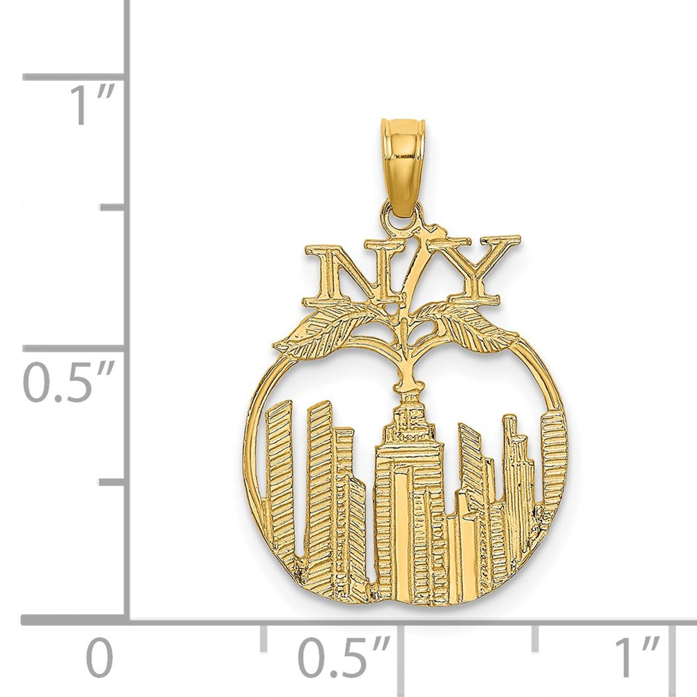 Million Charms 14K Yellow Gold Themed New York Skyline In Apple Charm