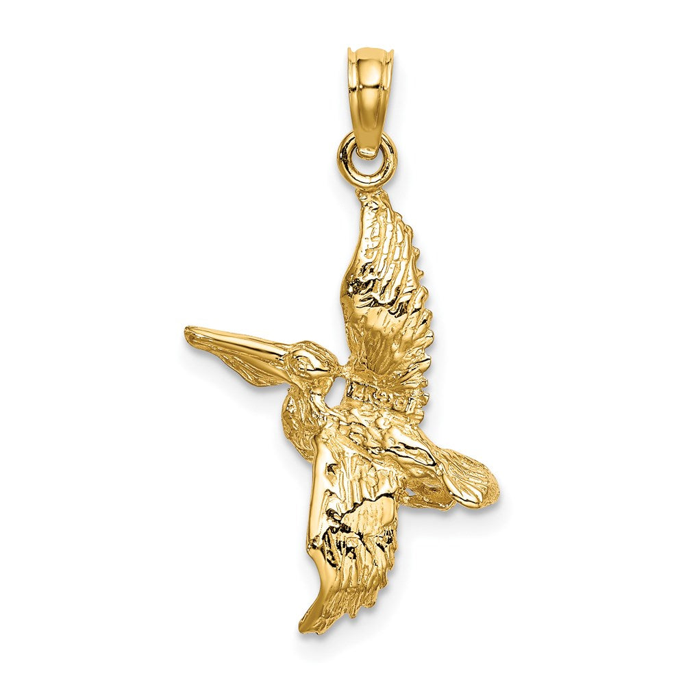 Million Charms 14K Two-Tone Gold Themed 3-D Flying Pelican Charm