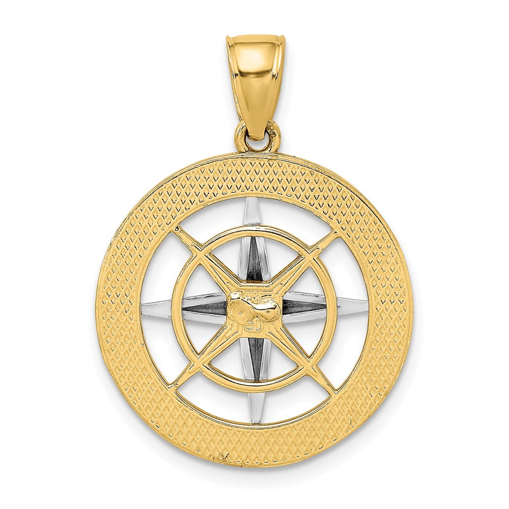 Million Charms 14K With Rhodium-Plated Nautical Compass White Needle Charm