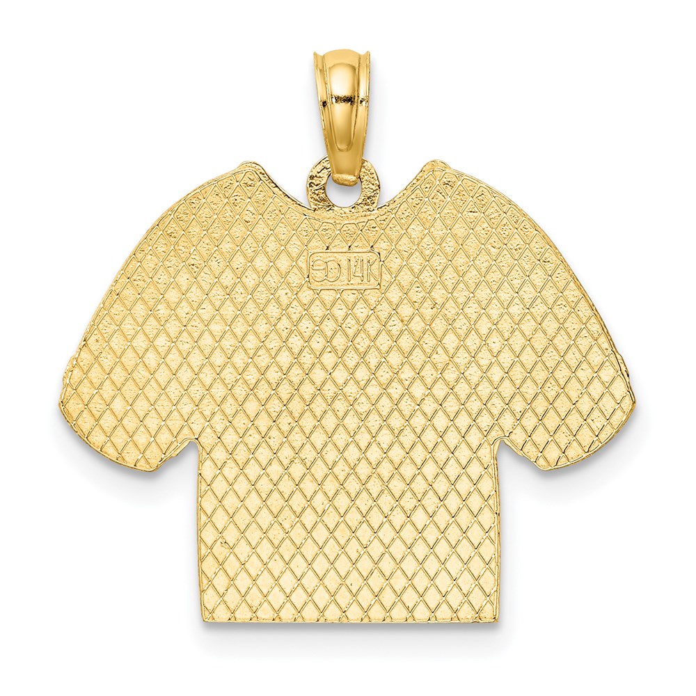Million Charms 14K Yellow Gold Themed With Rhodium-Plated Us Coast Guard T-Shirt With Emblem Charm