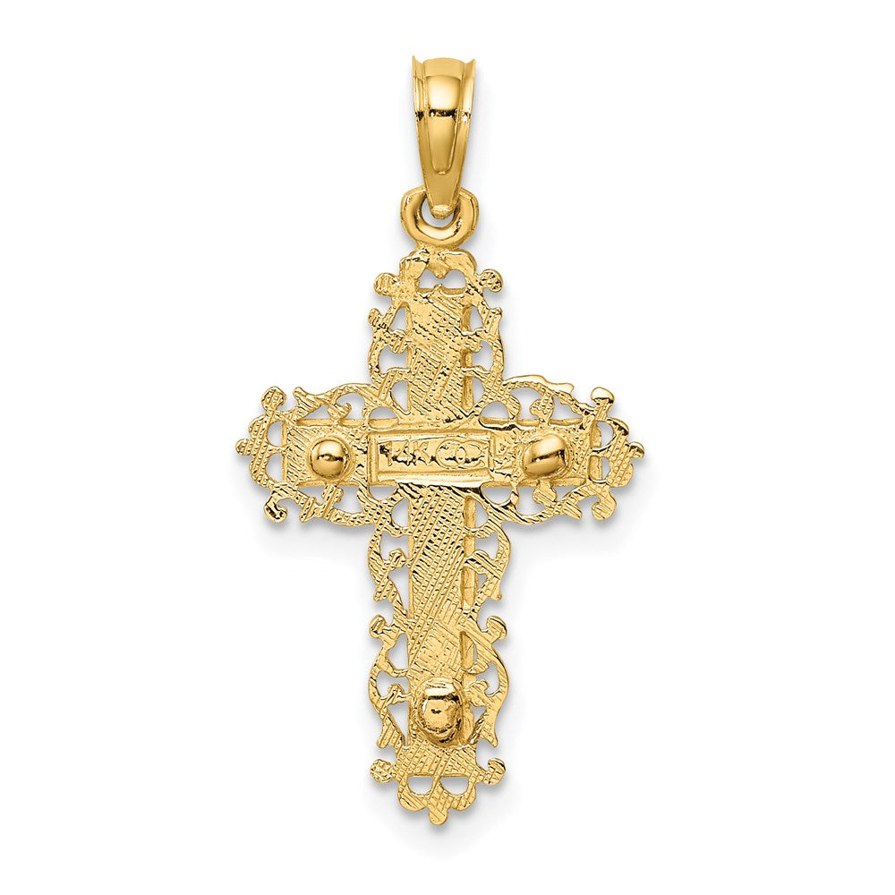Million Charms 14K Two-Tone Relgious Crucifix With Lace Trim Charm