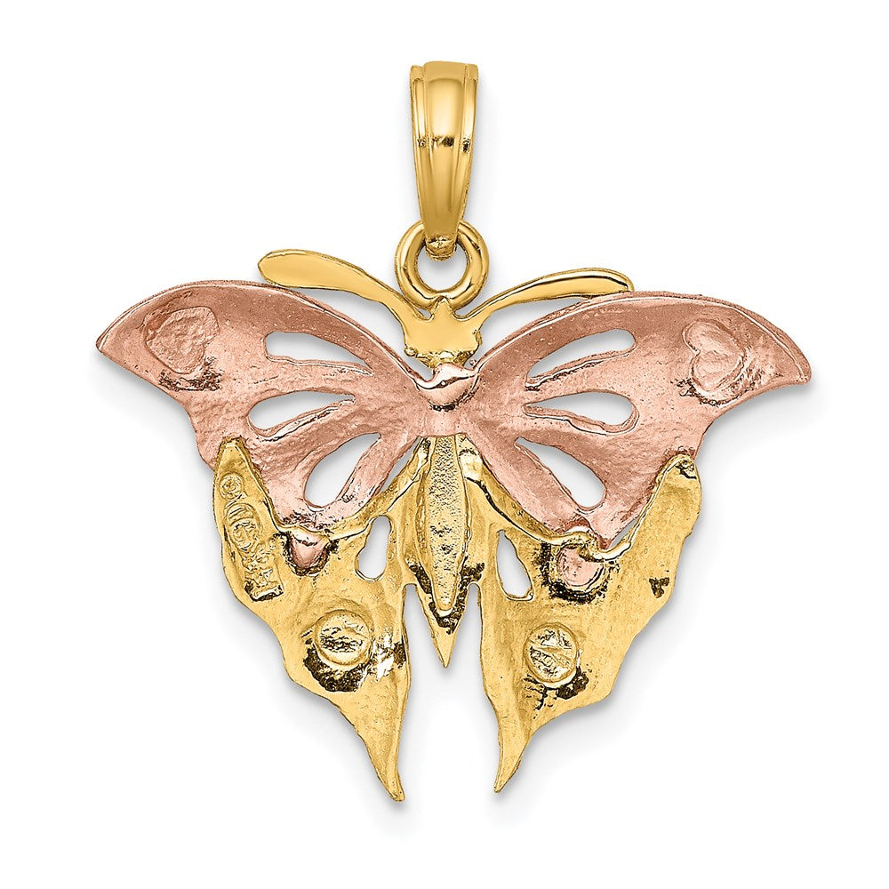 Million Charms 14K Two-Tone & White Rhodium-plated Diamond-Cut Butterfly Charm