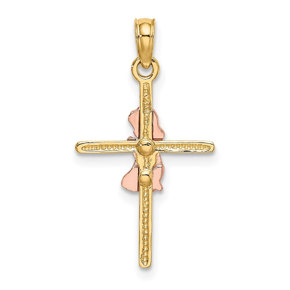 Million Charms 14K Two-Tone & 2-D Girl On Relgious Cross Charm