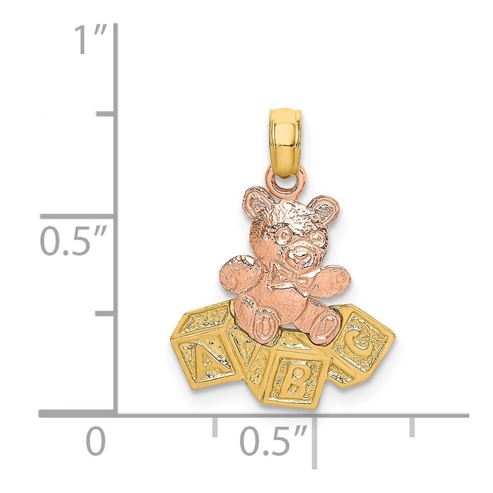 Million Charms 14K Two-Tone Teddy Bear With Abc Blocks Charm