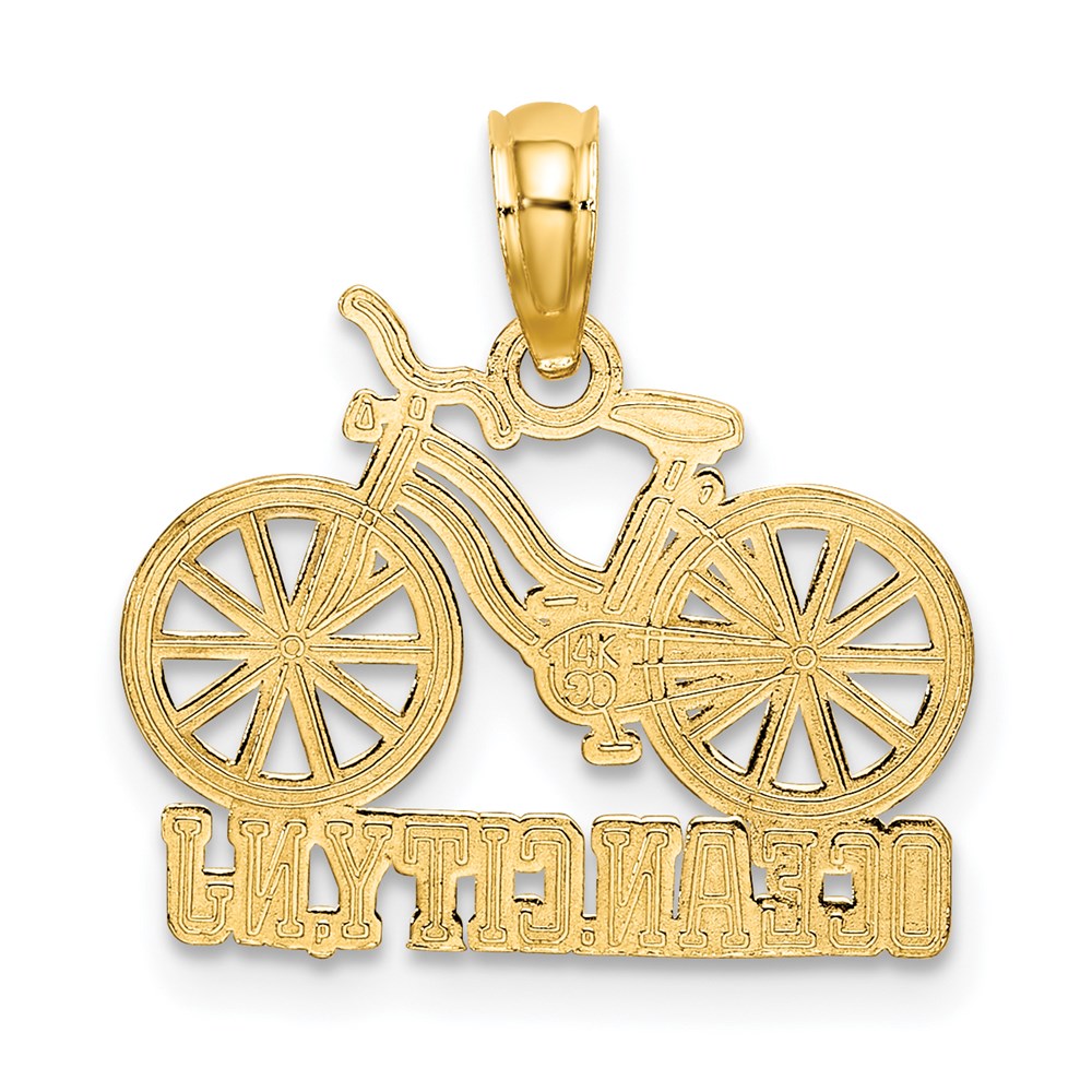 Million Charms 14K Yellow Gold Themed With Rhodium-Plated Ocean City, Nj Under Bicycle Charm