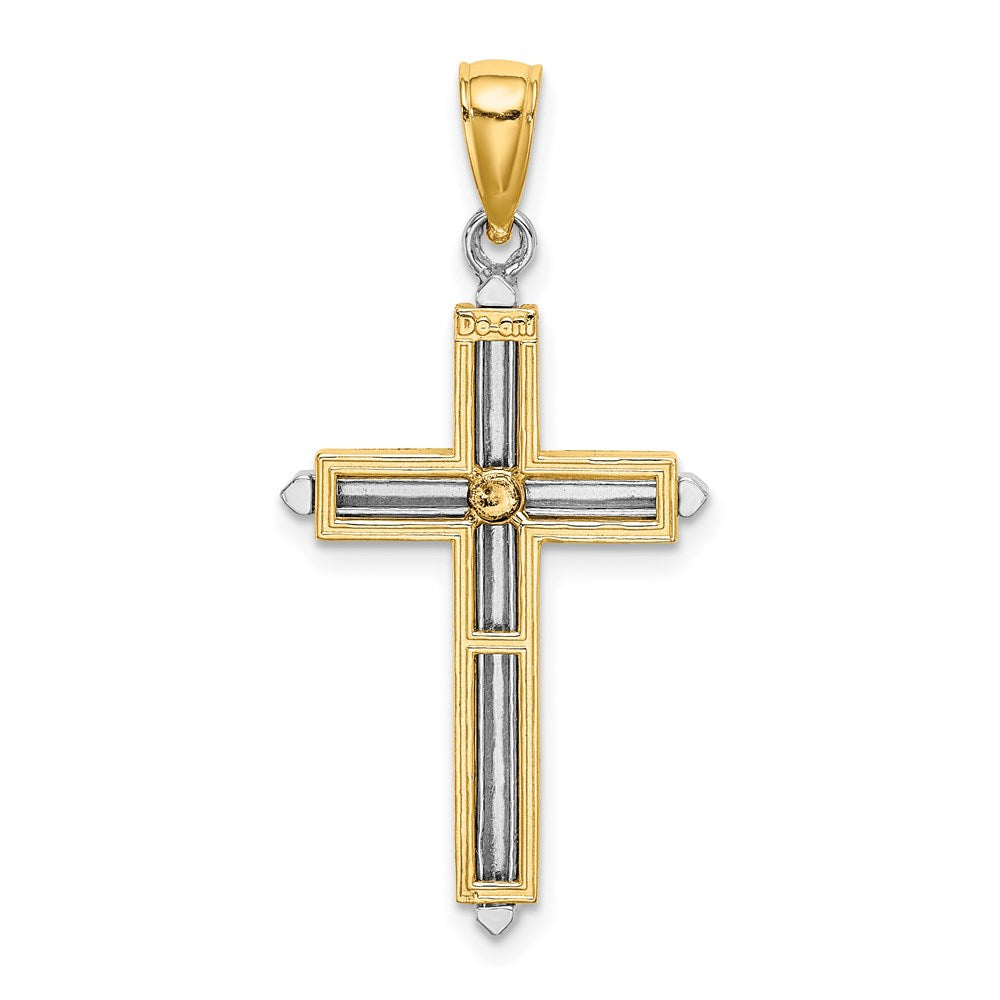Million Charms 14K With Rhodium-plated Polished Relgious Cross Charm