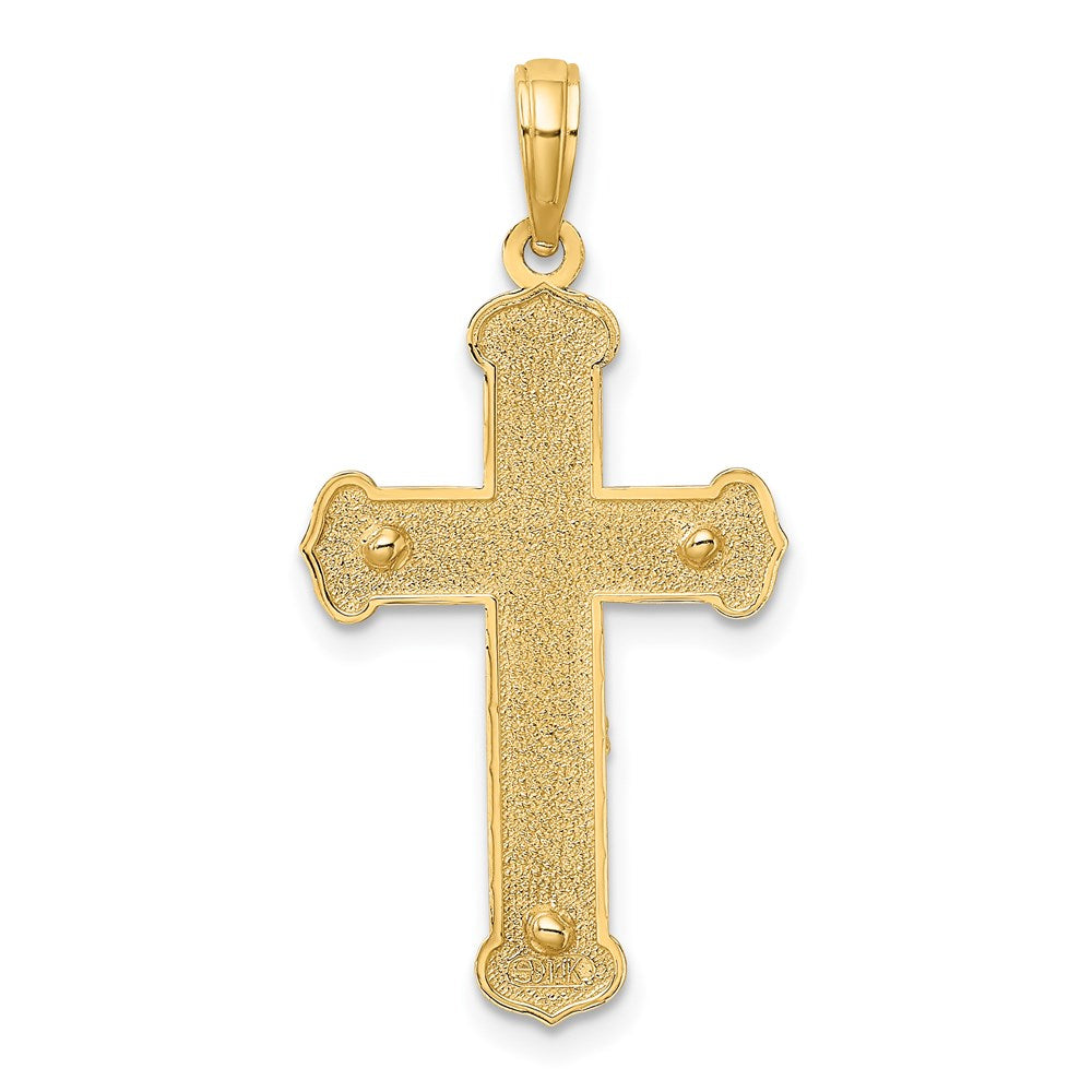 Million Charms 14K With Rhodium-Plated Engraved Relgious Crucifix Charm