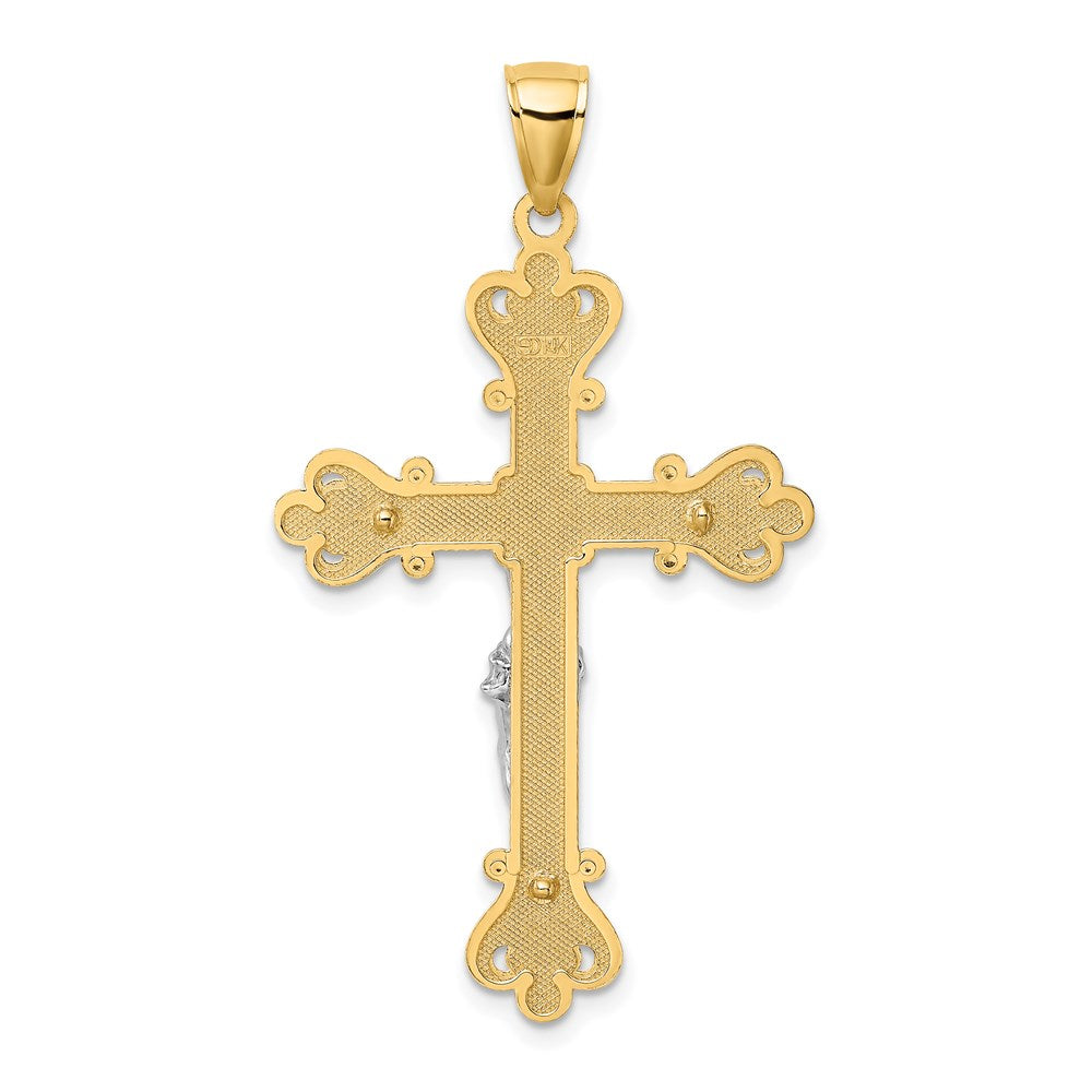 Million Charms 14K Two-Tone Engraved Relgious Crucifix Charm
