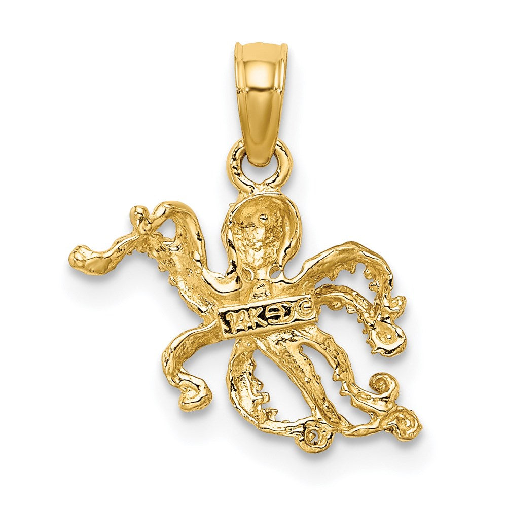 Million Charms 14K Yellow Gold Themed With Rhodium-Plated 2-D & Textured Octopus Charm