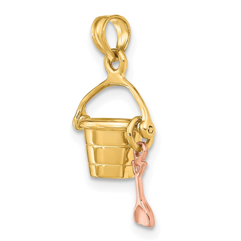 Million Charms 14K Rose & Yellow Gold Themed 3-D Beach Bucket & Shovel Charm