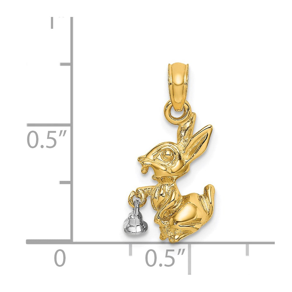 Million Charms 14K Two-Tone Moveable 3-D Bunny Rabbit Charm