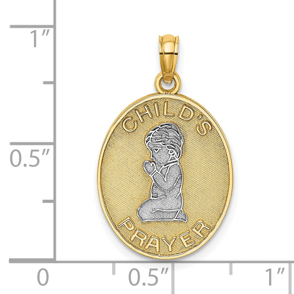 Million Charms 14K Yellow Gold Themed With Rhodium-Plated 3-D Child'S Night Time Prayer With Boy Charm