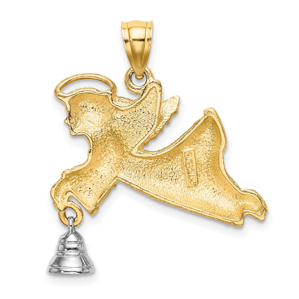 Million Charms 14K With Rhodium-Plated & 2-D Flying Angel With Moveable Bell Charm